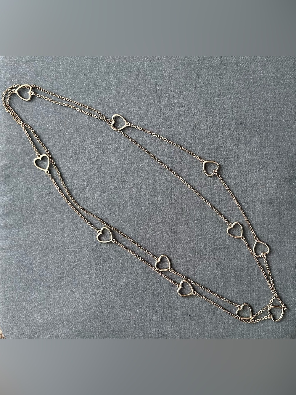 Delicate Open Heart Layered Necklace in Gold Tone
